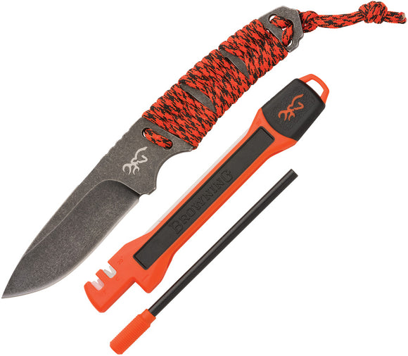 Browning Last Light Combo Orange Paracord 8Cr13MoV Steel Fixed Blade Knife 0364