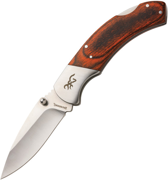 Browning Lockback Brown Pakkawood Handle Stainless Steel Pocket Knife 0369
