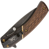 Browning Hunter Linerlock Brown/Black Wood Handle 440C Steel Folding Pocket Knife 0390B