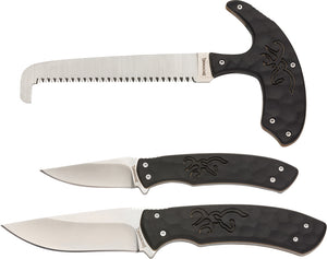 Browning Primal Series Hutning Black 8Cr13MoV Fixed Blade 3pc Knife Set 0421