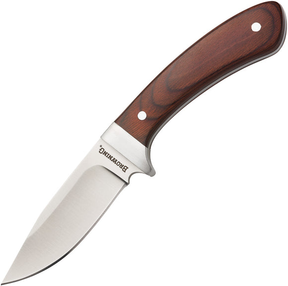 Browning Skinner Dark Brown Wood Stainless Clip Point Fixed Blade Knife 0460