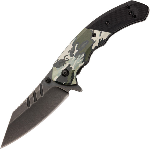 Browning Ovix Framelock A/O Green & Black Camo G10 Folding D2 Steel Wharncliffe Pocket Knife 0467