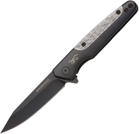 Browning Tie Fork Framelock Black & Grey Handle D2 Steel Pocket Knife 0472