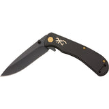 Browning Rivet Black Smooth Micarta Folding D2 Steel Pocket Knife 0474