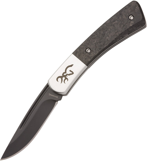 Browning Knoll Marbled Carbon Fiber Folding 12C27 Steel Clip Point Pocket Knife 0476 
