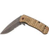 Browning Riverstone Framelock Tan Sage Aluminum Folding D2 Steel Pocket Knife 0515