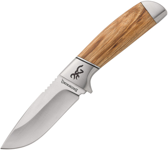 Browning Sage Creek Brown & Tan Zebrawood 9Cr18MoV Fixed Blade Knife 0535B