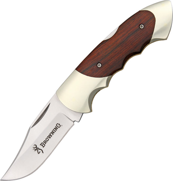 Browning Walnut Wood Handle Lockback Stainless Folding Clip Pt Blade Knife 111C