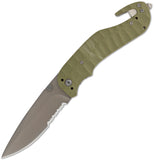Browning Duration Linerlock Green G10 Handle Folding Serrated Blade Knife 174BL