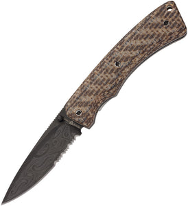 Browning Wihongi Hemp Micarta Linerlock Black Folding Serrated Blade Knife 200BL
