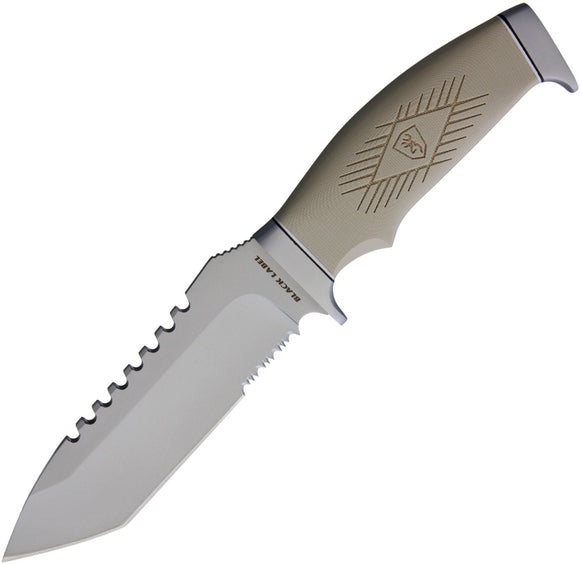 Browning Brego Tactical Tan G10 Sawback Fixed Blade Knife 205BL