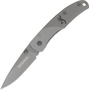 Browning Small Mountain Titanium Framelock Gray Folding Drop Point Blade Knife 561