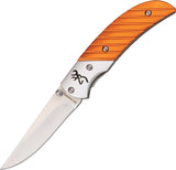 Browning Prism II Orange Aluminum Handle Linerlock Folding Clip Blade Knife 5632