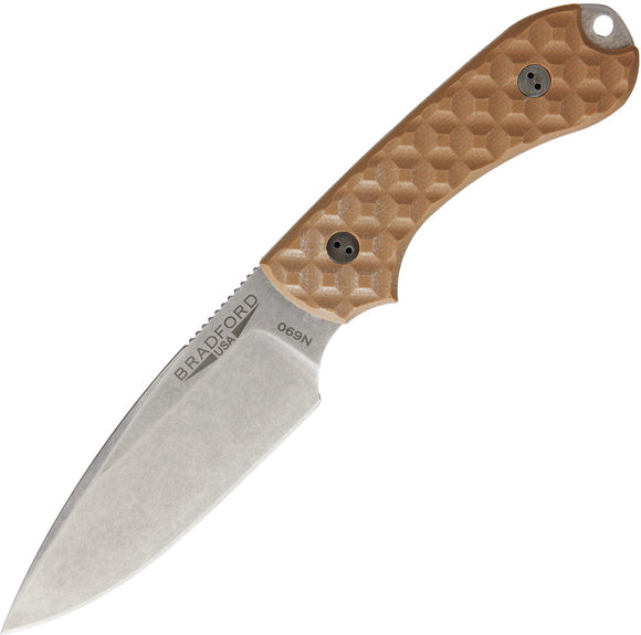 Bradford Knives Guardian 3 EDC Coyote Brown Knife w/ N690 Steel & Sheath D03