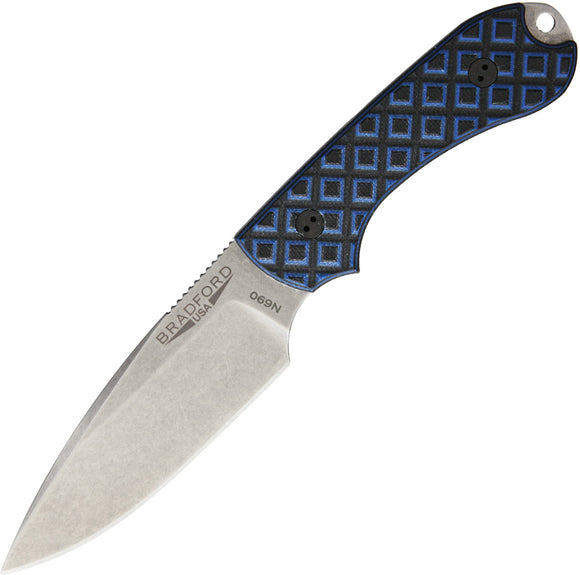 Bradford Knives Guardian 3 EDC Black& Blue N690 Steel Knife w/ Sheath D04