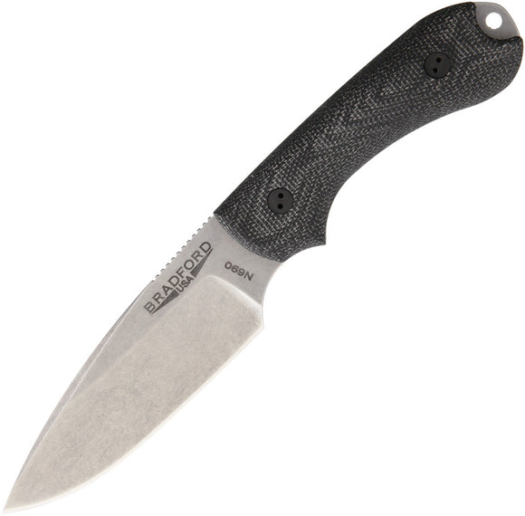 Bradford Knives Guardian 3 3D Black Fixed N690 Blade Knife w/ Sheath 3FE101