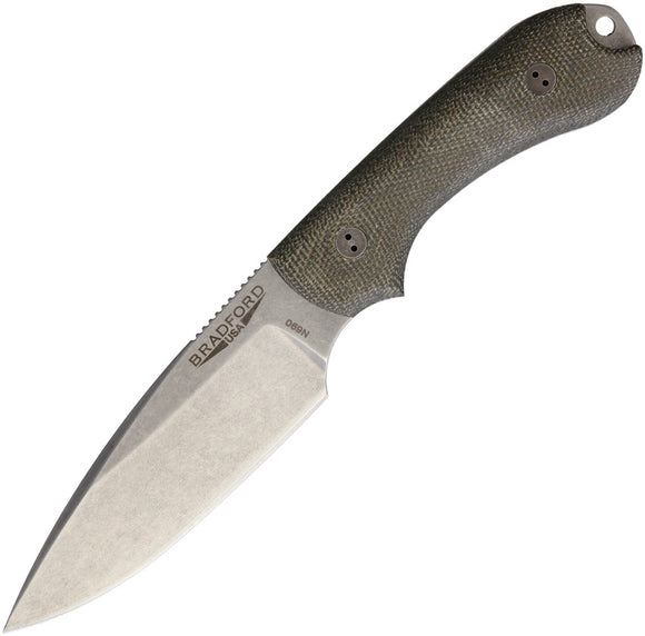 Bradford Knives Guardian 3 3D OD Green Micarta N690 Fixed Blade Knife 3FE102