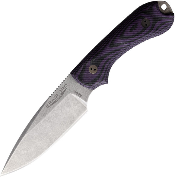 Bradford Knives Guardian 3 Fixed Blade Knife Purple & Black G10 AEB-L 3FE119A