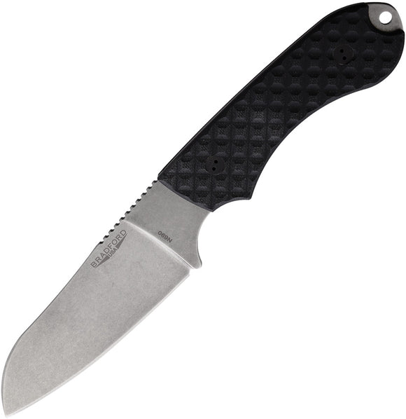 Bradford Knives Guardian 4 Fixed Blade Knife Black G10 N690 Sheepsfoot 4SF001