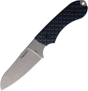 Bradford Knives Guardian 4 Fixed Blade Knife Black & Blue G10 Sheepsfoot 4SF013