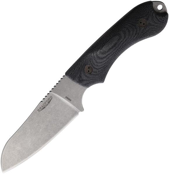 Bradford Knives Guardian 4 Fixed Blade Knife Black Micarta Sheepsfoot 4SF101