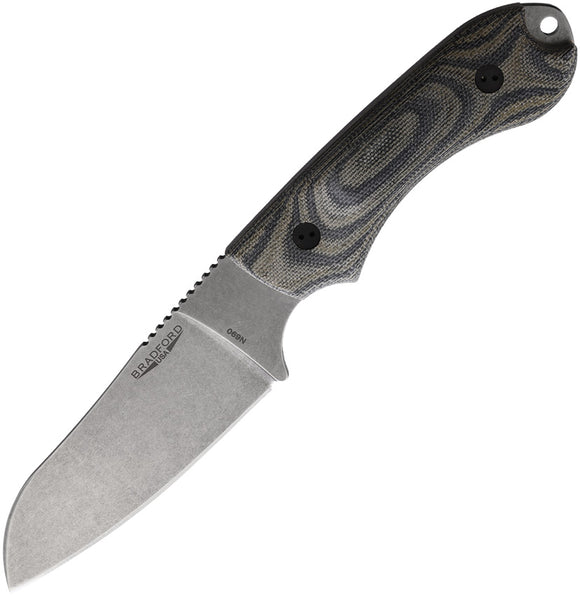 Bradford Knives Guardian 4 Fixed Blade Knife Black & Green Micarta N690 4SF109