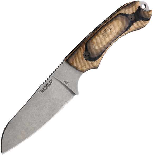 Bradford Knives Guardian 4 Fixed Blade Knife Tan & Black Wood Sheepsfoot 4SF115