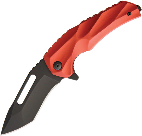 Brous Blades Reloader Red Aluminum Edition Linerlock Black Folding Knife 176