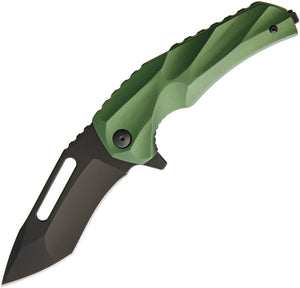 Brous Blades Reloader Green Aluminum Edition Black Folding Tanto Blade Knife 187