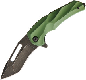 Brous Blades Reloader Green Aluminum Edition Black Stonewash Folding Knife 188
