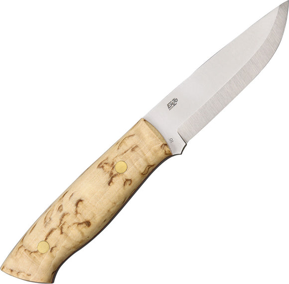 BRISA EnZo Trapper 95 Birch Wood O1 Steel Fixed Blade Knife Tool w/ Sheath I2054