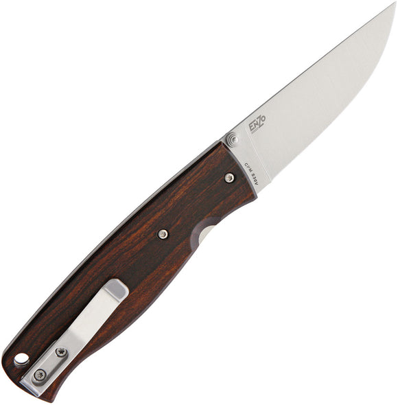 BRISA Enzo Birk 75 Linerlock S30V Steel Brown Wood Handle Folding Knife I2510
