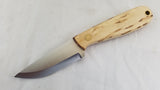 BRISA EnZo 6" Necker 70 Curly Birch Wood Fixed Blade Knife w/ Belt Sheath 5800