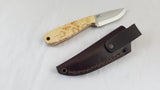 BRISA EnZo 6" Necker 70 Curly Birch Wood Fixed Blade Knife w/ Belt Sheath 5800