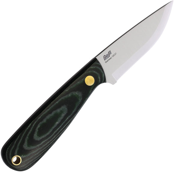 BRISA Necker 70 Fixed Blade Knife Green Micarta 12C27 Stainless Clip Point 66437