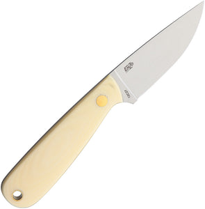 BRISA 6" Necker 70 Ivory White Micarta 12C27 Fixed Blade Knife w/ Sheath I9808