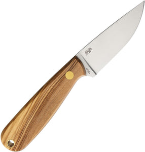 BRISA Necker 70 Olive Wood 12C27 Flat Grind Fixed Blade Knife w/ Sheath I9813
