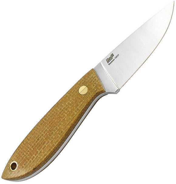 BRISA Bobtail 80 Mustard Micarta Fixed Blade Knife w/ Belt Sheath I9951