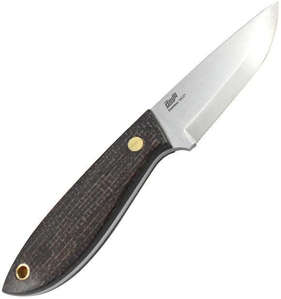 BRISA Bobtail 80 Bison Yute Black Micarta Fixed Blade Knife w/ Belt Sheath I9954