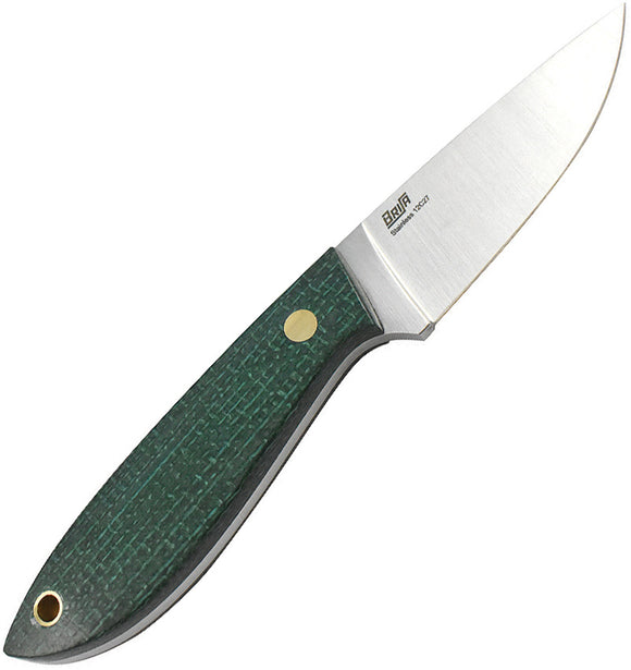BRISA Bobtail 80 Green Micarta Scandi Fixed Blade Knife w/ Belt Sheath I9957