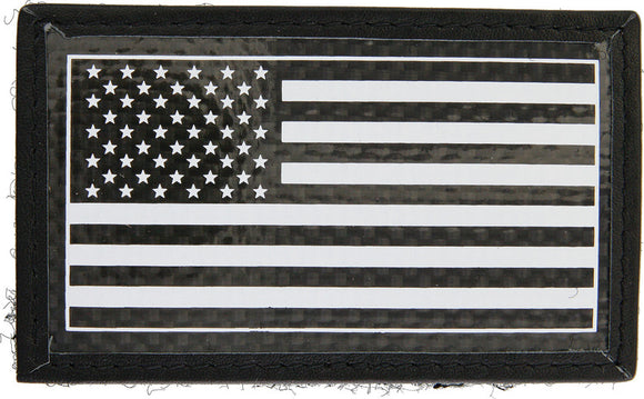 Bastion Carbon Fiber Patch USA Flag Hook & Loop Design Black & White TN201