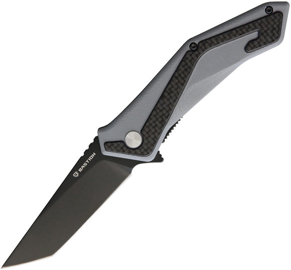 Bastion Sigma Linerlock Gray & Black Carbon Fiber Tanto Pt Folding Knife 2421