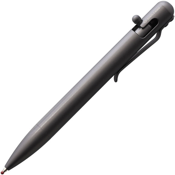 Bastion EDC Gray Titanium Bolt Action Writing Pen w/ Pocket Clip 248G