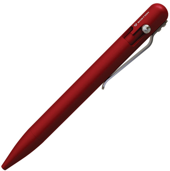 Bastion EDC Red 6061-T6 Aluminum Bolt Action Writing Pen w/ Pocket Clip 249R