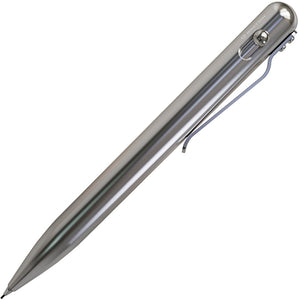 Bastion EDC Gray Milled Stainless Bolt Action Writing Pencil w/ Pocket Clip 253