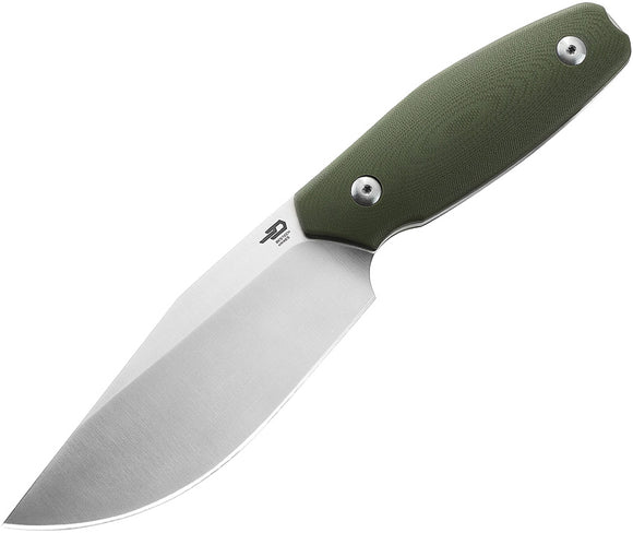 Bestech Knives Lignum Artis OD Green G10 AUS-8 Fixed Blade Knife w/ Sheath KF03B