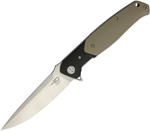 Bestech Knives Swordfish Linerlock G10 Black & Tan Folding Blade Knife G03B