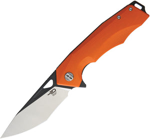 Bestech Knives Toucan Linerlock Orange Handle Black Two-Tone Folding Knife g14D2