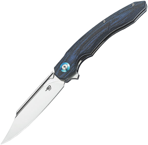 Bestech Knives Fanga Carbon Fiber/Blue G10 Folding D2 Steel Pocket Knife G18E