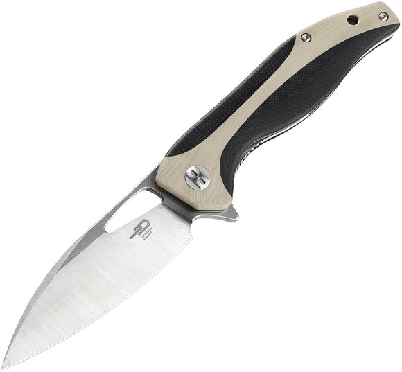 Bestech Knives Komodo Linerlock Black/Tan G10 Folding D2 Steel Knife G26B